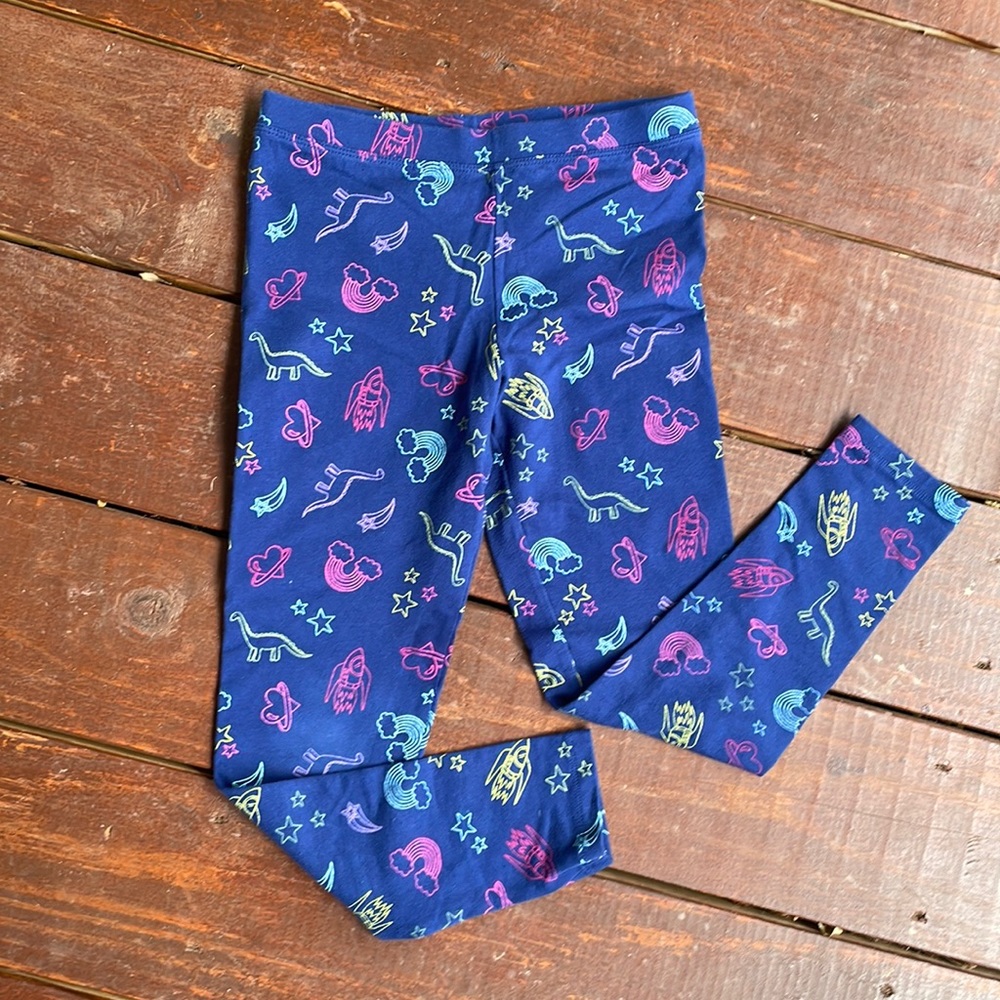Girls size 8 printed navy cotton leggings